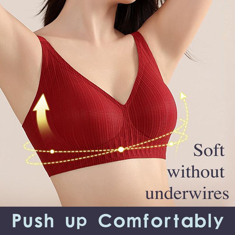 HeyBra 3Pcs Women's Wireless Comfort Push Up Supportive  Sculpt Bra Vneck Plus Size Minimalist 4XL  Hide Back Fat Basic Womenswear