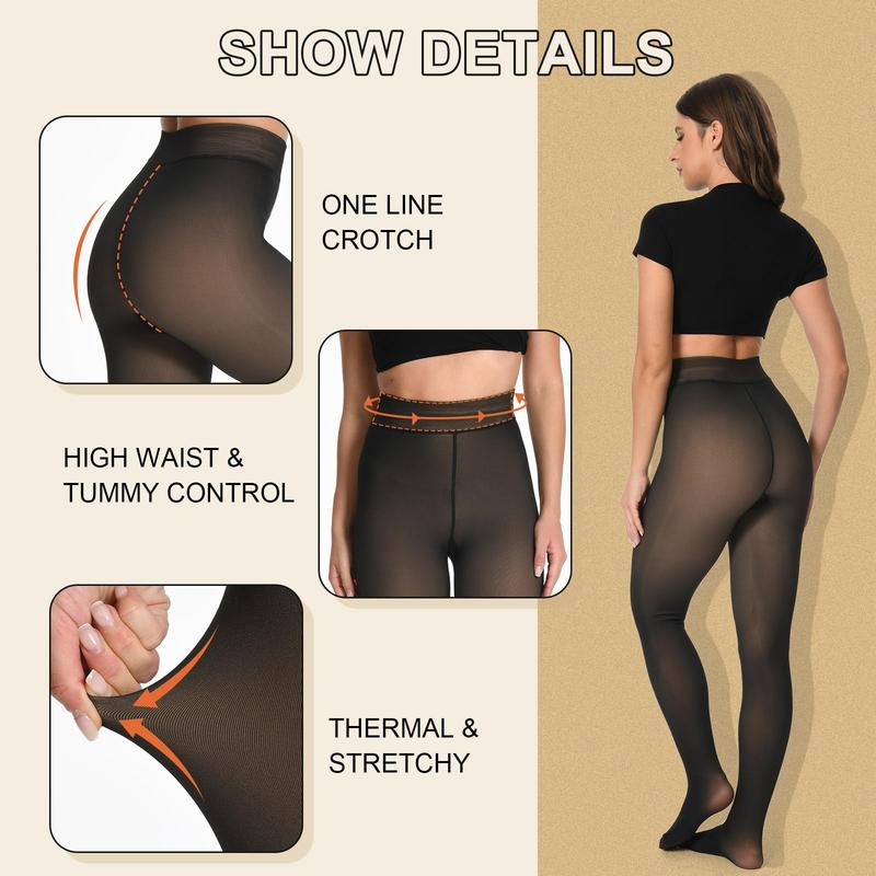 THE ORIGINAL! 4 SHADES • SIZE XS - 3XL • MAGIC FLEECE LINED LEGGINGS • CLOSED FOOT (LOOKS LIKE PANTYHOSE) Winter Comfort Fleece Tights Available in Plus Size and Brown Fur Fleece Lined Tights Sheer Women