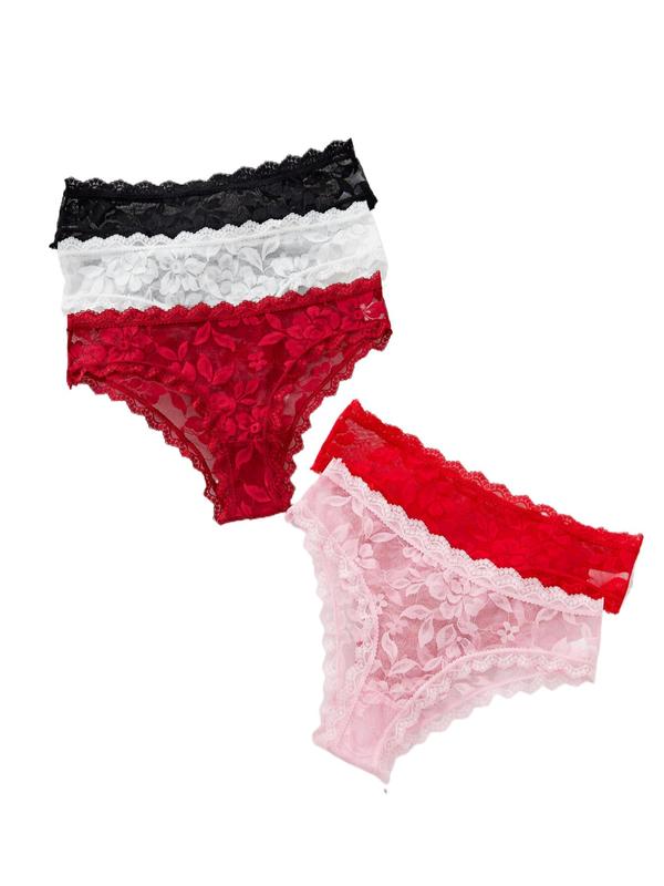 Women's Leaf Lace Panty, Soft Comfy Breathable Drop Waist Knicker for Daily Wear, Ladies Underwear for All Seasons