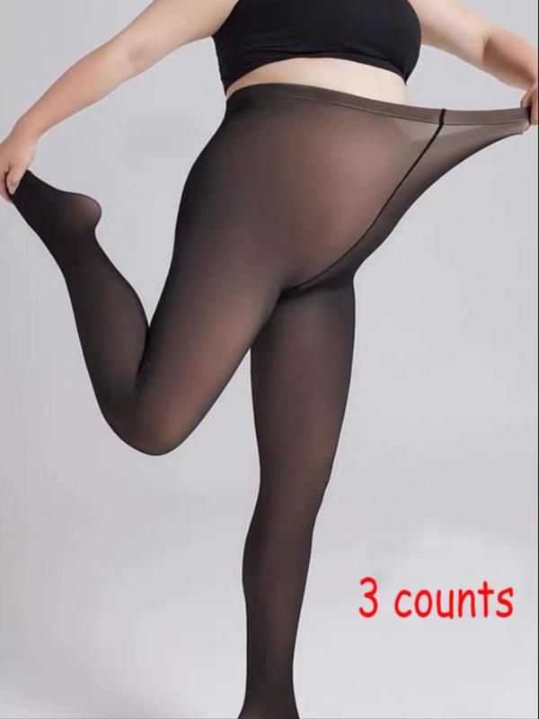 Women's Solid Fake Sheer  Tights, Casual Comfy Breathable High Stretch Pantyhose for Daily Wear, Ladies Stockings for Spring & Fall