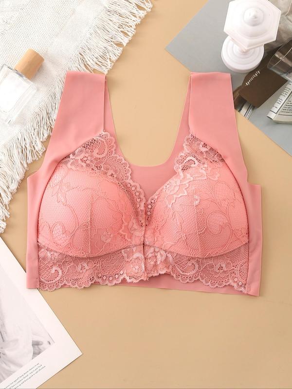 Women's Contrast Lace Push Up Bra, Breathable Comfortable Wireless Bra, Women's Lingerie for All Seasons