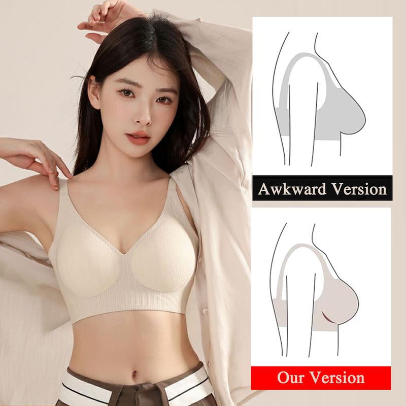 HeyBra 3Pcs Women's Wireless Comfort Push Up Supportive  Sculpt Bra Vneck Plus Size Minimalist 4XL  Hide Back Fat Basic Womenswear