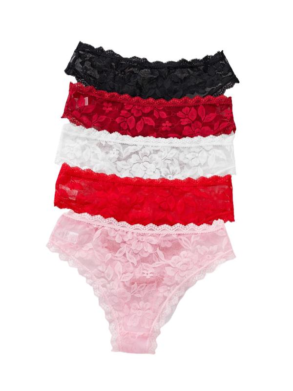 Women's Leaf Lace Panty, Soft Comfy Breathable Drop Waist Knicker for Daily Wear, Ladies Underwear for All Seasons