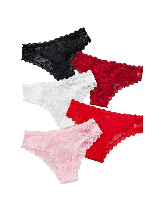 Women's Leaf Lace Panty, Soft Comfy Breathable Drop Waist Knicker for Daily Wear, Ladies Underwear for All Seasons