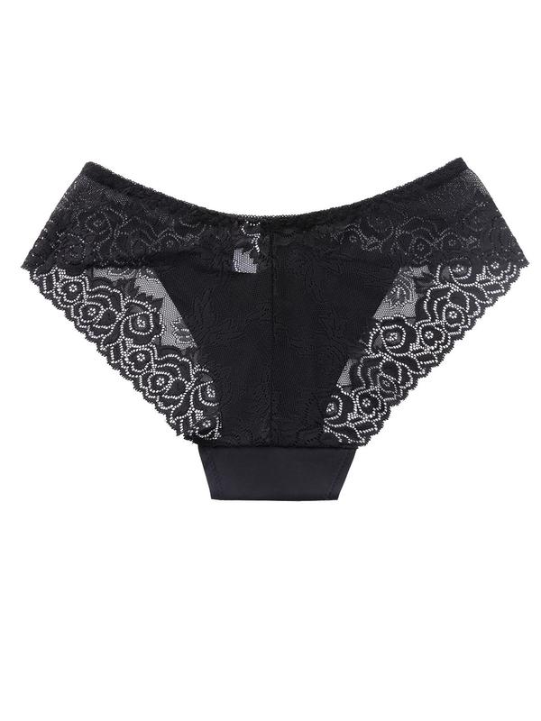 Women's Solid Color Lace Trim Low Waist Panty, Soft Comfy Breathable Fashion Knicker for Daily Wear, Women's Underwear for All Seasons