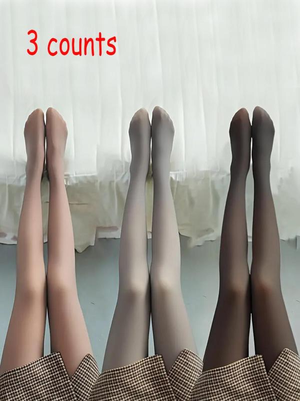 Women's Solid Fake Sheer  Tights, Casual Comfy Breathable High Stretch Pantyhose for Daily Wear, Ladies Stockings for Spring & Fall