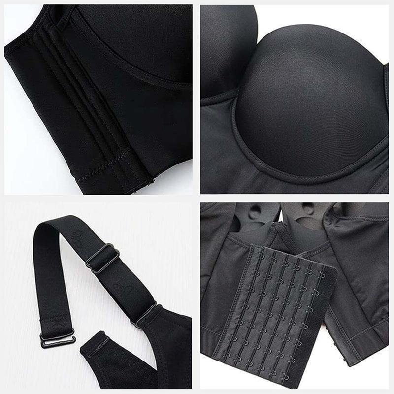 Push-up bra women's large size hidden deep cup back bra full underwear shaping