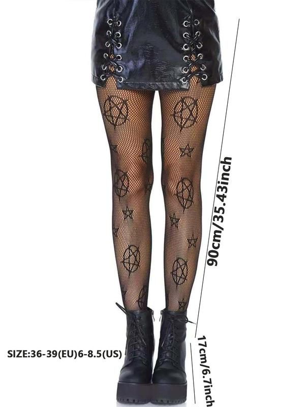 Women's 1 Pair Star Print High Waist Sexy Tights, Summer 2024 Fashion Casual Comfort Fishnet Tights for Lady Daily Outdoor Wear, Women's Underwear for Summer Spring Fall, Womenswear