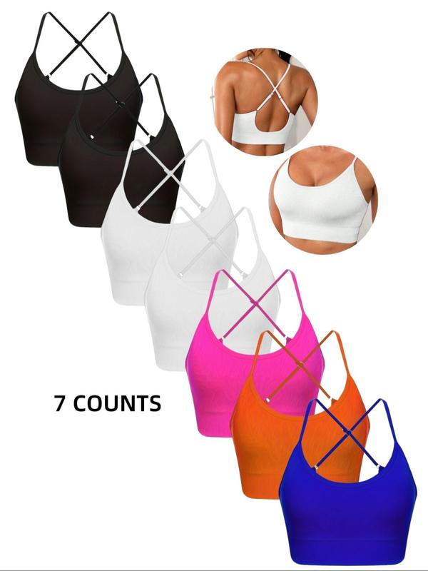 Women's Solid Criss Cross Backless Bra, Breathable Comfortable Adjustable Strap Bra, Soft Lingerie for All Seasons