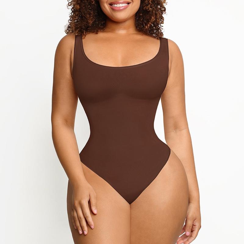 FeelinGirl Bodysuits for Women Tummy Control Shapewear Seamless Scoop Neck Thong Bodysuit Sculpting Shaper Tank  Jumpsuit Fashion Fabric  Comfortable