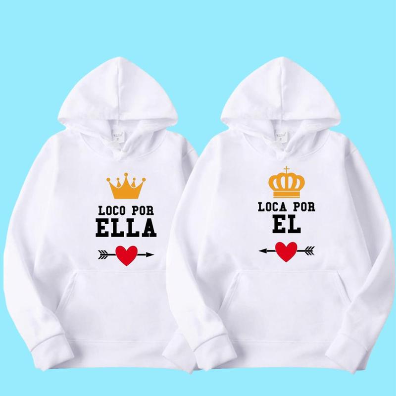 Stylish Athletic King and Queen Hoodies in Polyester Material for Home or Outdoors Clothing Matching