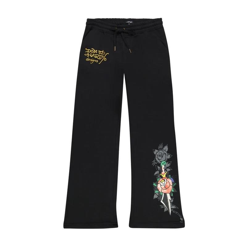 ED HARDY SWALLOW BIRD BLACK FLARE SWEATPANTS Womenswear