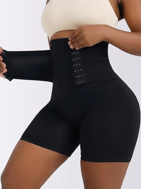 Women's Solid High Waist Shapewear Shorts, Tummy Control Body Shaper, Seamless Panties Shorts, Women's Hook And Eye Waistband Shapewear Shorts