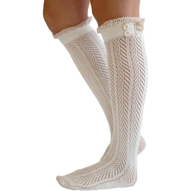 The Original Button Boot Socks with Lace Trim Boutique Socks