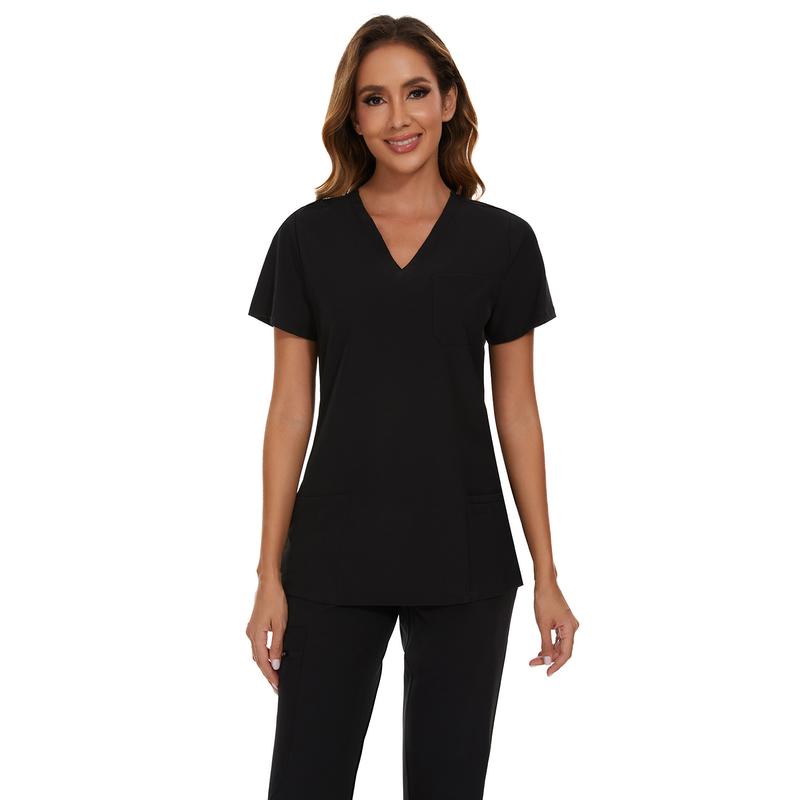 CozyFit Scrubs for Women Set - Stretch V-Neck Scrub Top & Jogger Pant with 8 Pockets Women's V-Neck