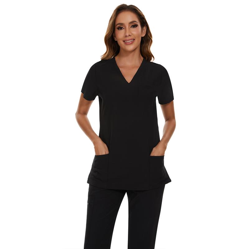 CozyFit Scrubs for Women Set - Stretch V-Neck Scrub Top & Jogger Pant with 8 Pockets Women's V-Neck