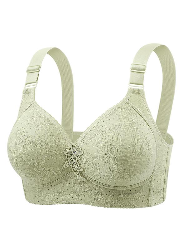 Women's Plain Floral Lace Wireless Bralette, Soft Comfy Breathable Push Up Bra for Daily Wear, Women's Lingerie for All Seasons