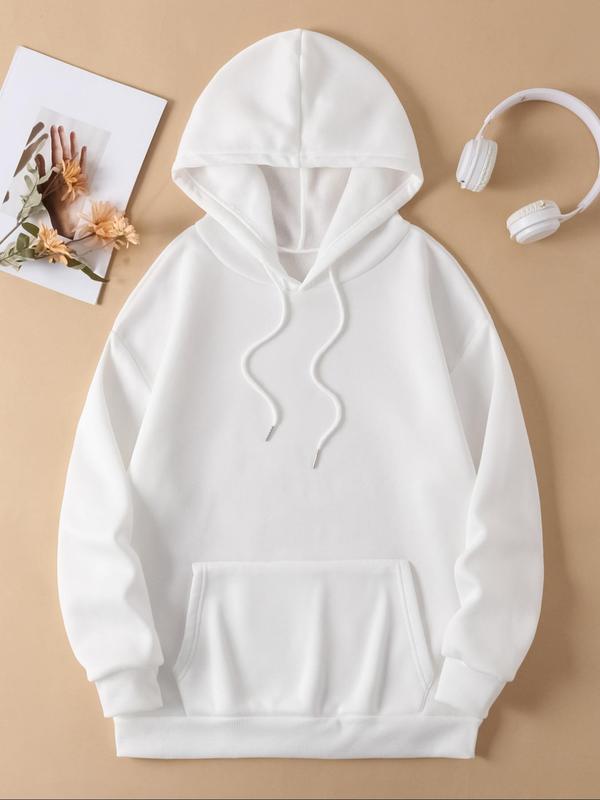  Skull & Letter Print Drop Shoulder Hoodie, Fashion Casual Drawstring Pocket Hooded Sweatshirt for Daily Holiday Outdoor Wear, Essential Hoodies, Women Clothing for Fall & Winter