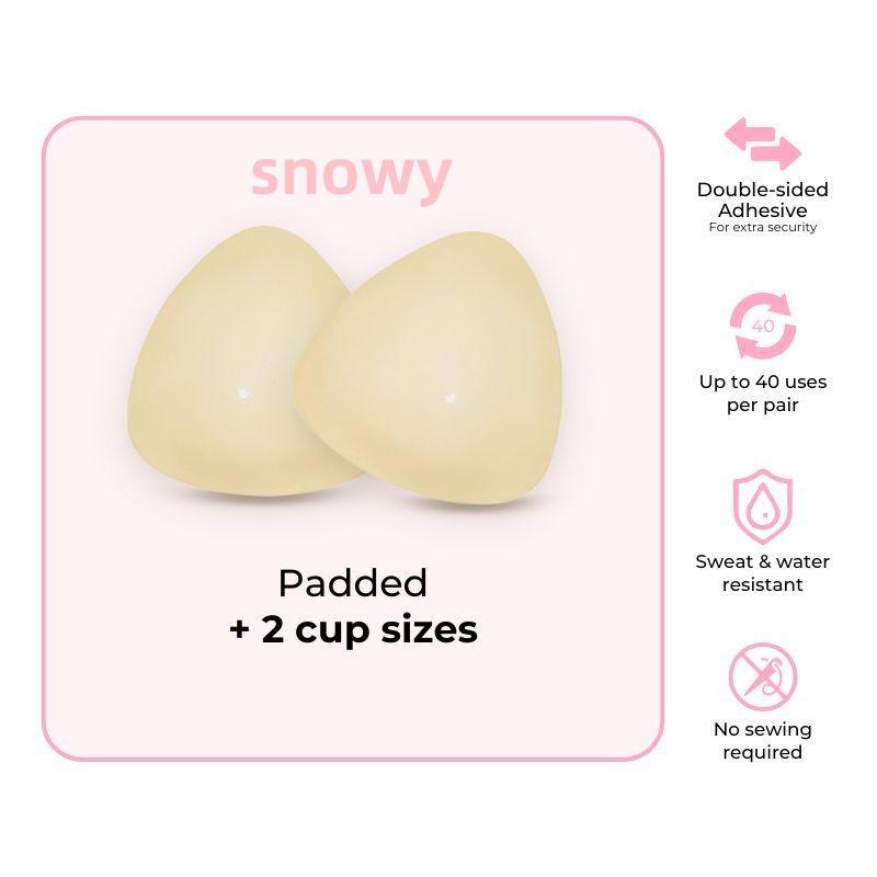 Snowy Sticky Push Up Inserts - Instant Boost Double-Sided Adhesive Bra Cup for Women - Womenswear, HULILY,Clothing Push-Up Ultra Boost Inserts for Women,sticky push up pads,adhesive bra,double sided sticky lift pads,push up swim inserts,seamless,Bra Cup