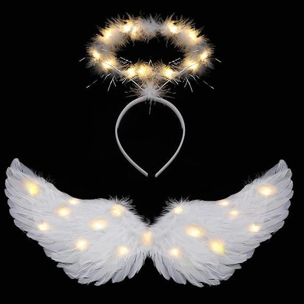 Angel Wings, Up Angel Wings and Halo, White Angel Wings Costume for Adult Women Halloween Xmas