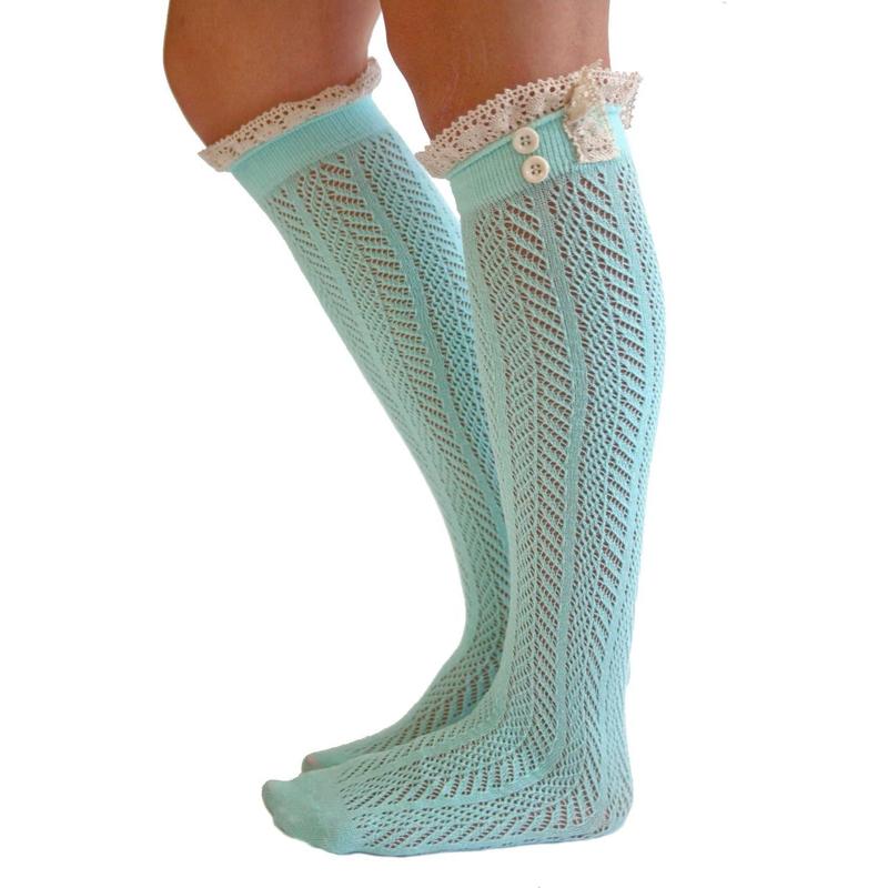 The Original Button Boot Socks with Lace Trim Boutique Socks