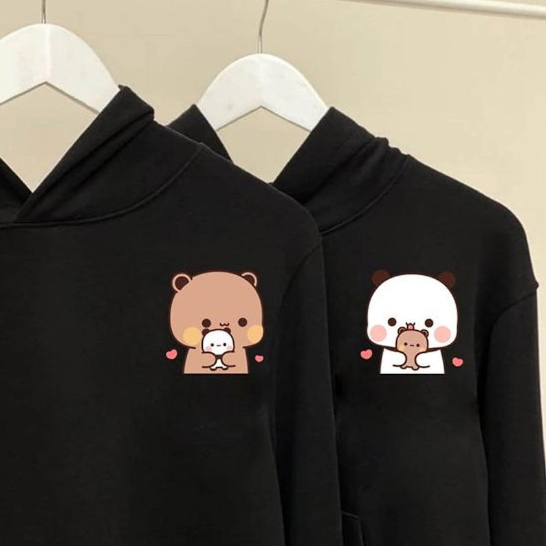 Milk and Mocha bears Couple Hoodie, Couple Hoodie  Anniversary  Couple Matching Clothes Hoodie and Sweater; T-shirt Cotton Womenswear Cotton Womenswear Light Overalls