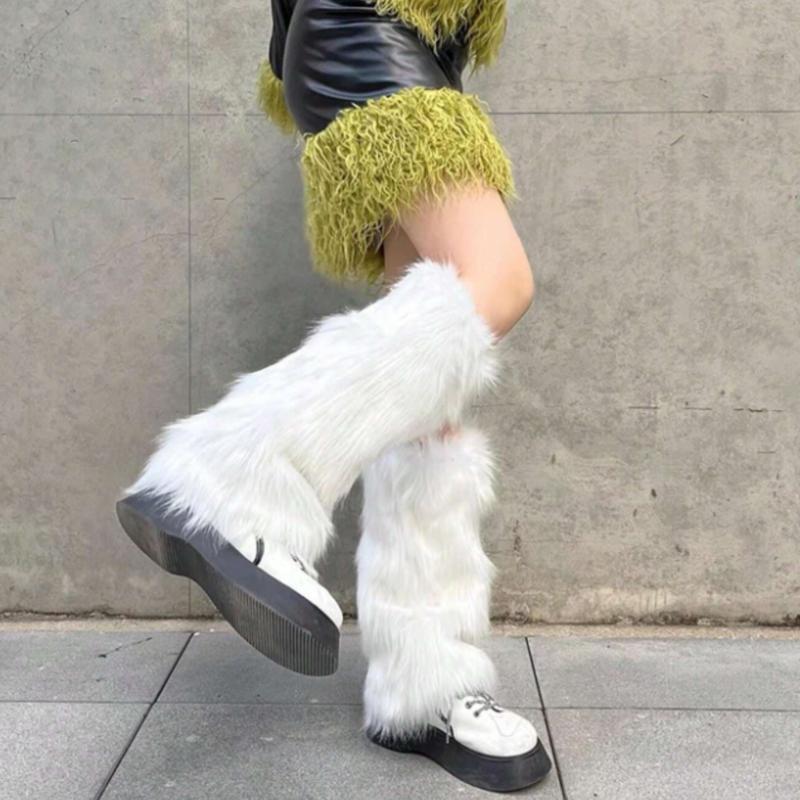 Fur Leg Warmers Soft Furry Leg Warmers For Women Winter Fluffy Boot Cuffs Covers Halloween Santa Costume