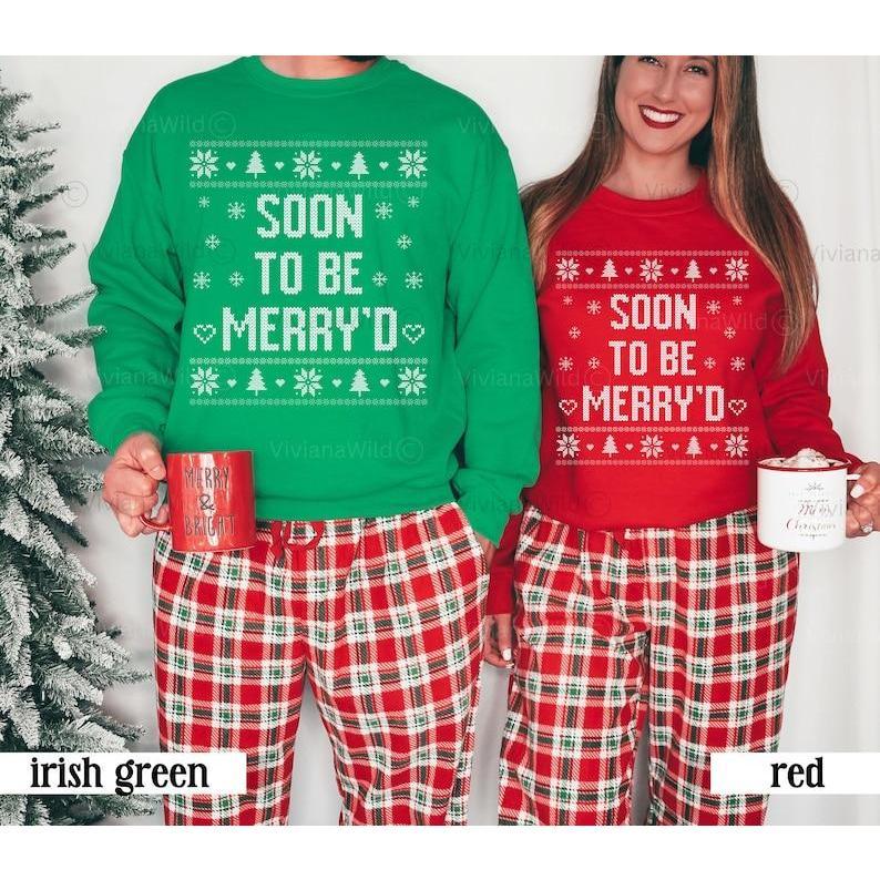 Ugly Christmas Sweater Couple, Soon To Be Merry'd, Merry Bride, Married Christmas, Matching Sweater Couples, Mr and Mrs Christmas Wedding