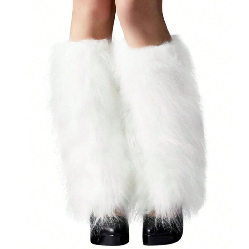 Fur Leg Warmers Soft Furry Leg Warmers For Women Winter Fluffy Boot Cuffs Covers Halloween Santa Costume