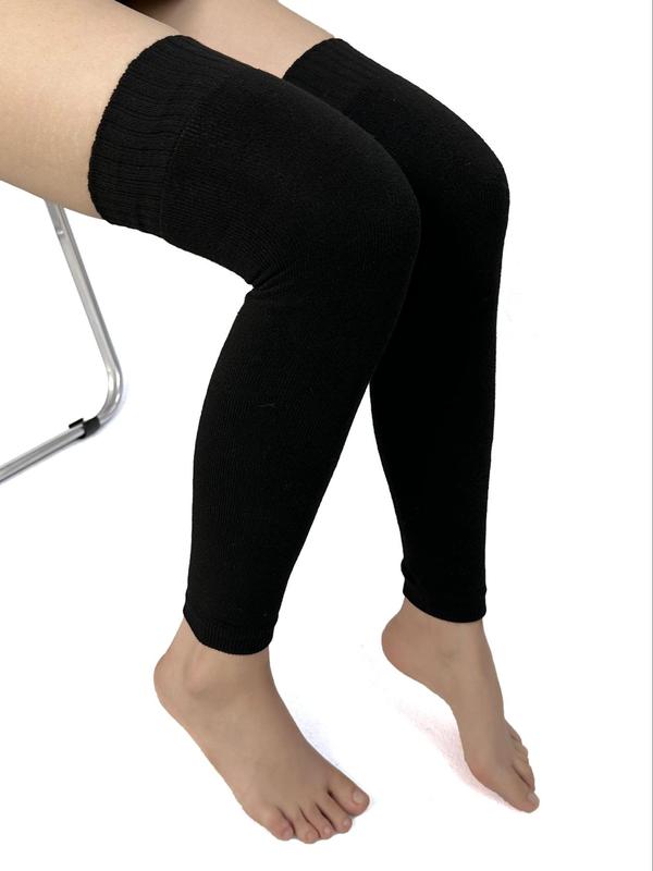 Women's 1 Pair Solid Leg Warmers, Knee Pads Leg Sleeves, Casual Warm Leg Warmers For Fall & Winter, Women's Socks For Daily Wear