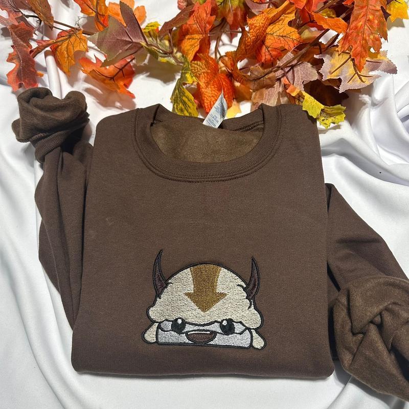 Bison Embroidered Sweatshirts popular embroidered crewneck casual l