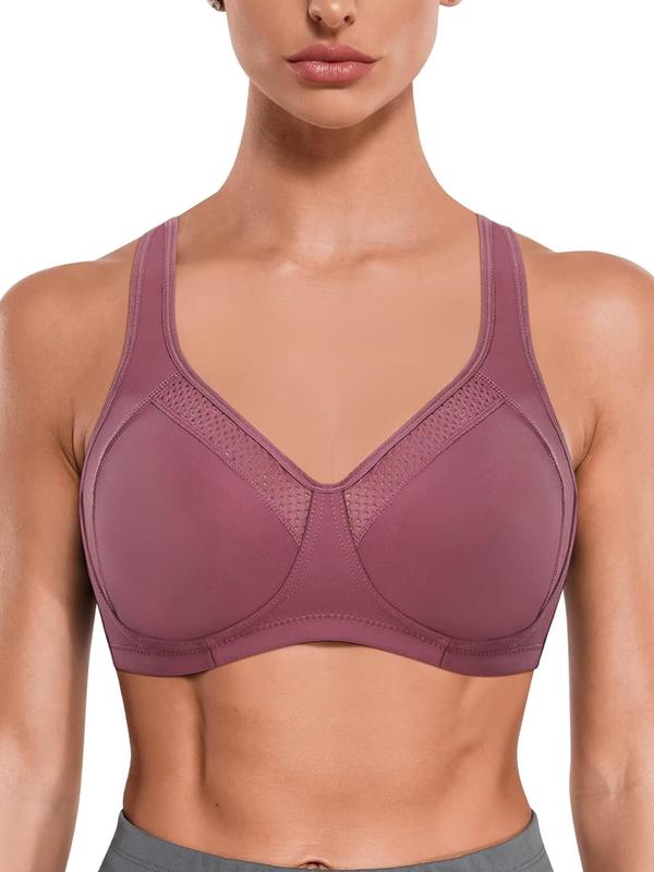 Women's Solid Hollow Out Wireless Bra, Breathable Comfortable Adjustable Strap Push Up Bra, Soft Lingerie for All Seasons