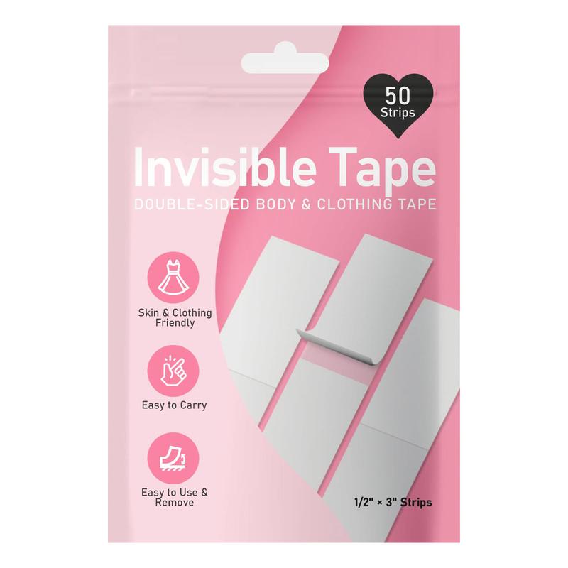 50-Strips Double-Sided Tape for Fashion, Tape for Clothes, Fabric Tape for Women Clothing and Body, All Day Strength Tape Adhesive, Invisible and Clear Tape for Sensitive Skins