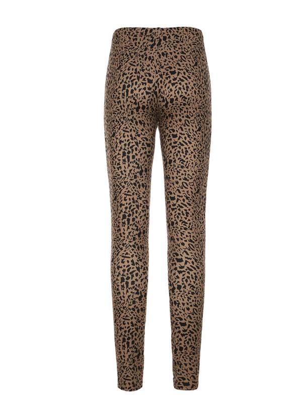 Women's Leopard Print Skinny Leggings, Casual Comfy High Waist Leggings for Daily Wear, Ladies Bottoms for All Seasons