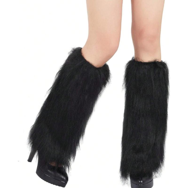 Fur Leg Warmers Soft Furry Leg Warmers For Women Winter Fluffy Boot Cuffs Covers Halloween Santa Costume