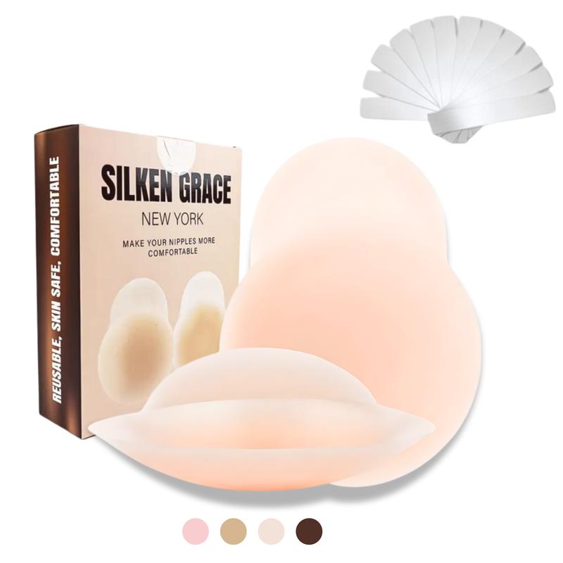 SILKEN GRACE-Reusable Push-Up Silicone Nipple Covers with Lift+36 Pcs Double sided Tape-4 Shade- Waterproof Womnswear Comfort Bridal Basic Minimalist