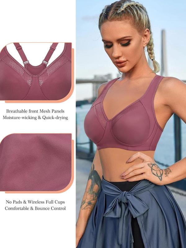 Women's Solid Hollow Out Wireless Bra, Breathable Comfortable Adjustable Strap Push Up Bra, Soft Lingerie for All Seasons