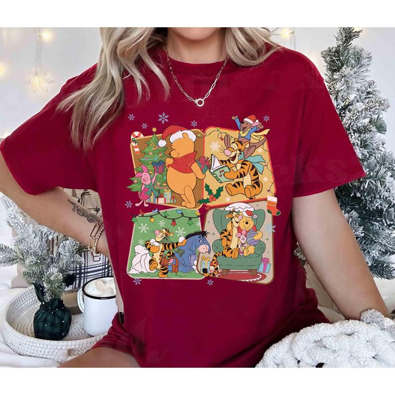 Retro Winnie Pooh and Friends Christmas Sweatshirt, Winnie Pooh Christmas Shirt, Family Trip Tees, Christmas Gift BA3X2