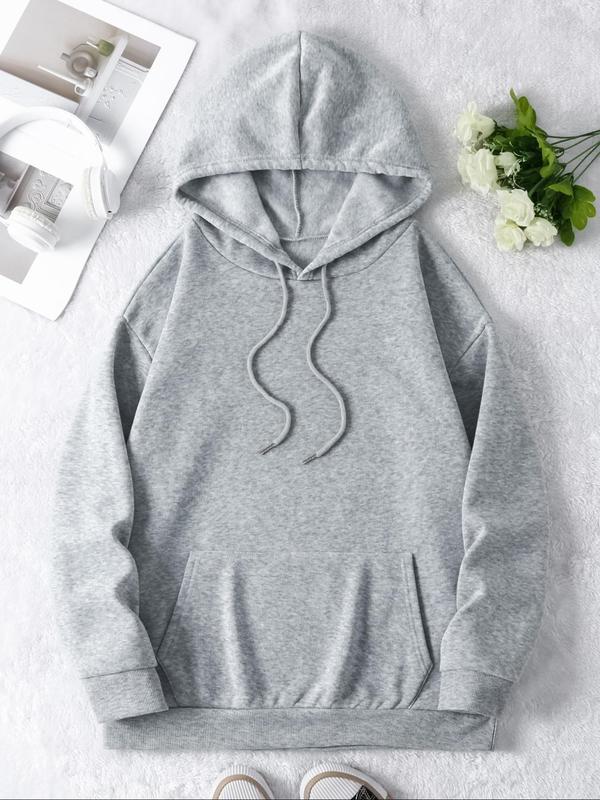  Skull & Letter Print Drop Shoulder Hoodie, Fashion Casual Drawstring Pocket Hooded Sweatshirt for Daily Holiday Outdoor Wear, Essential Hoodies, Women Clothing for Fall & Winter