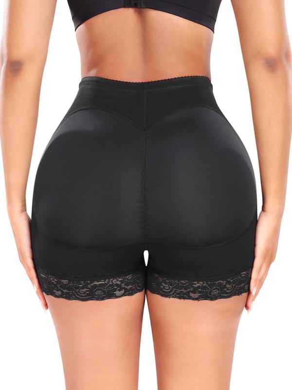 Women's High Waist Contrast Lace Shapewear Shorts, Body Shaper, Tummy Control Butt Lifting Adjustable Hook & Eye Closure Shaper, High Stretch Shapewear Bottoms for Daily Wear