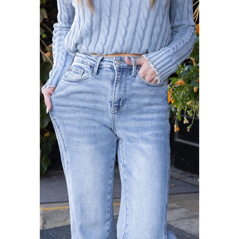 The Stevie from Judy Blue: High-Rise Side Seam Detail Retro Wide Denim Jean