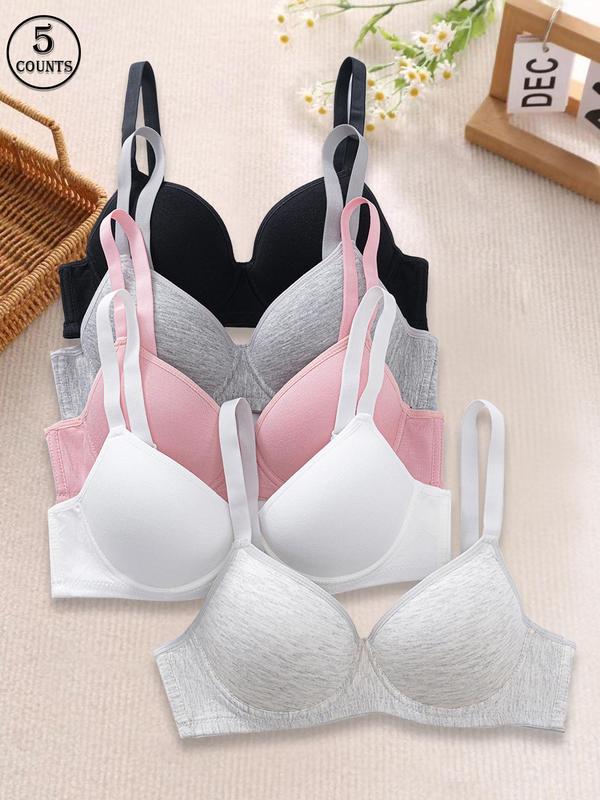 Women's Solid Color Adjustable Hook & Eye Push Up Bra, Soft Comfortable Breathable Underwire Bra,  Bras for Women, Lingerie for All Seasons