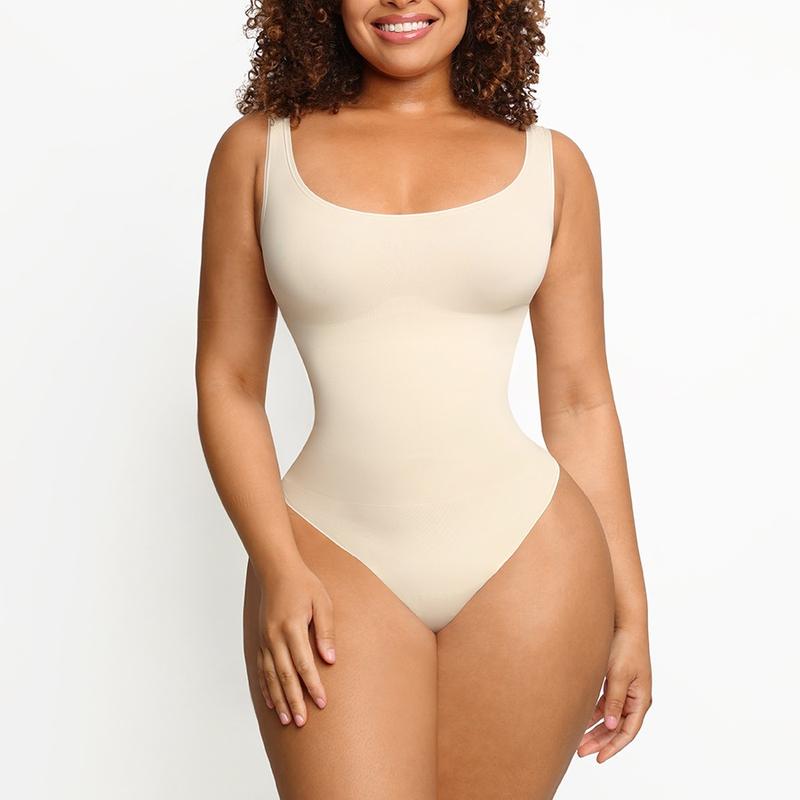 FeelinGirl Bodysuits for Women Tummy Control Shapewear Seamless Scoop Neck Thong Bodysuit Sculpting Shaper Tank  Jumpsuit Fashion Fabric  Comfortable