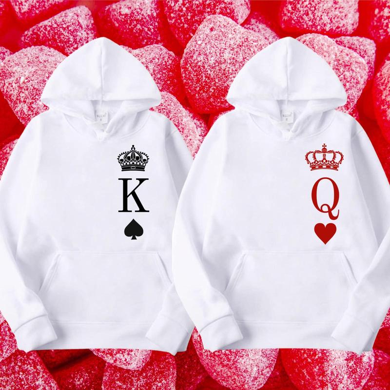 Stylish Athletic King and Queen Hoodies in Polyester Material for Home or Outdoors Clothing Matching