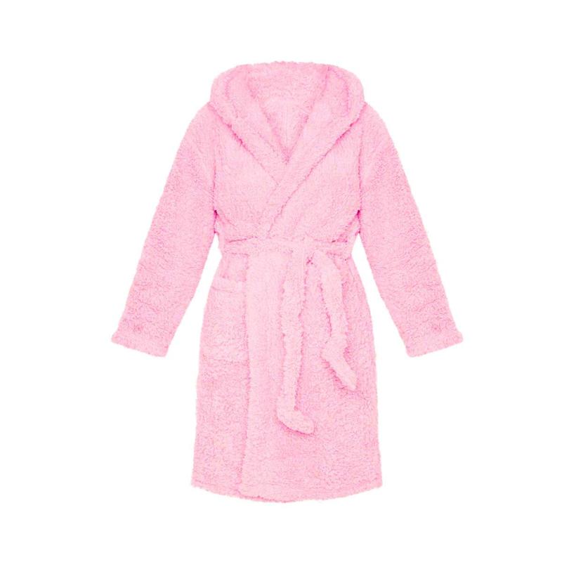 Women Winter Fleece Night Robe Plush Cute Animal Ears Hooded Nightgown Long Sleeve Lace-Up Bathrobe Pajamas Sleepwear