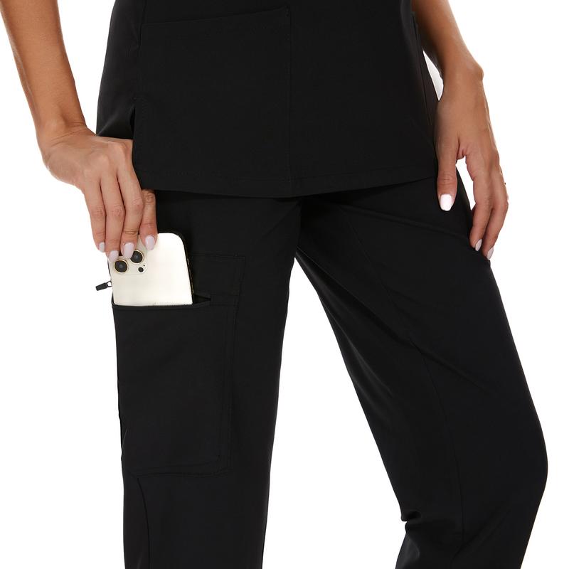 CozyFit Scrubs for Women Set - Stretch V-Neck Scrub Top & Jogger Pant with 8 Pockets Women's V-Neck