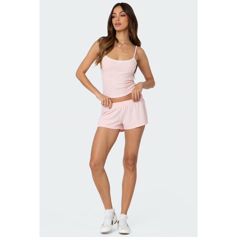 Irene Low Rise Pointelle Micro Shorts