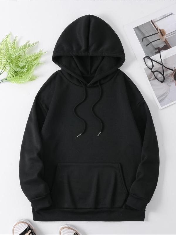  Skull & Letter Print Drop Shoulder Hoodie, Fashion Casual Drawstring Pocket Hooded Sweatshirt for Daily Holiday Outdoor Wear, Essential Hoodies, Women Clothing for Fall & Winter