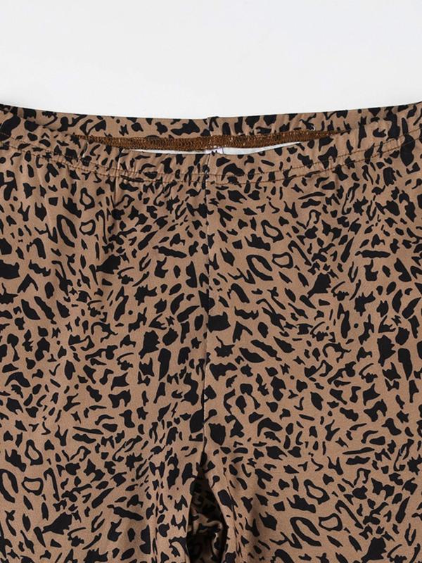 Women's Leopard Print Skinny Leggings, Casual Comfy High Waist Leggings for Daily Wear, Ladies Bottoms for All Seasons