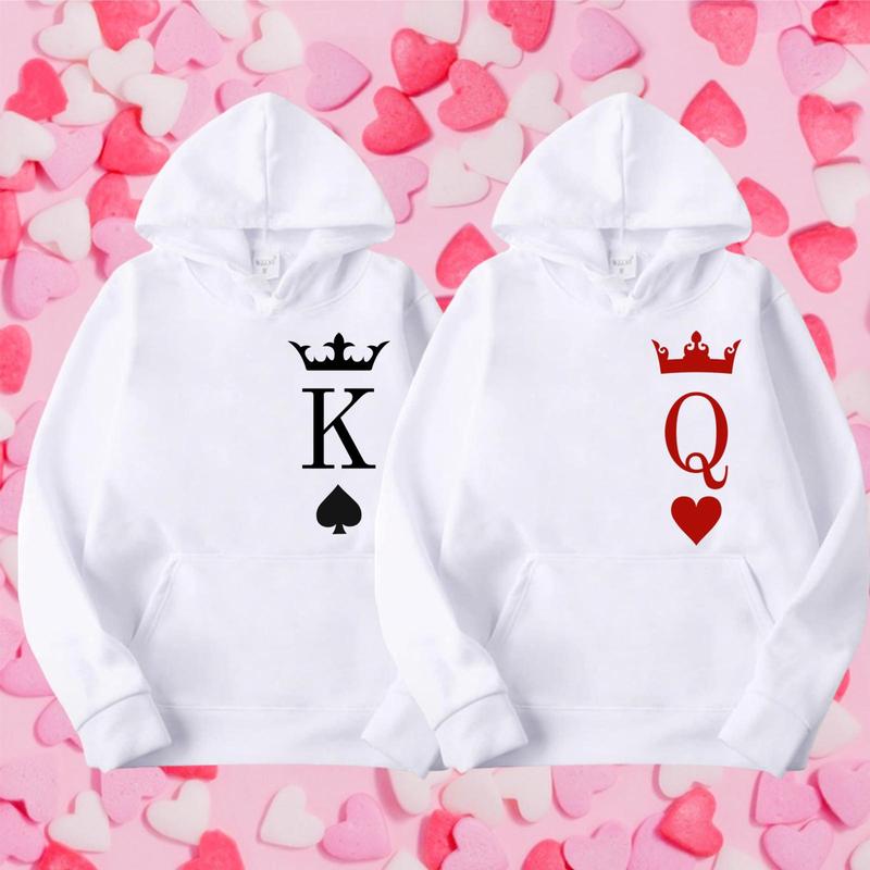 Stylish Athletic King and Queen Hoodies in Polyester Material for Home or Outdoors Clothing Matching